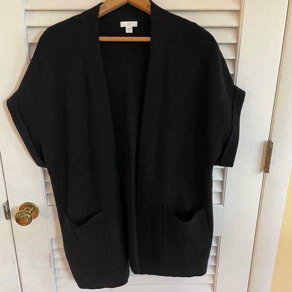 J.Jill Short Sleeve Cardigan Black Women’s Small Petite - Picture 2 of 5